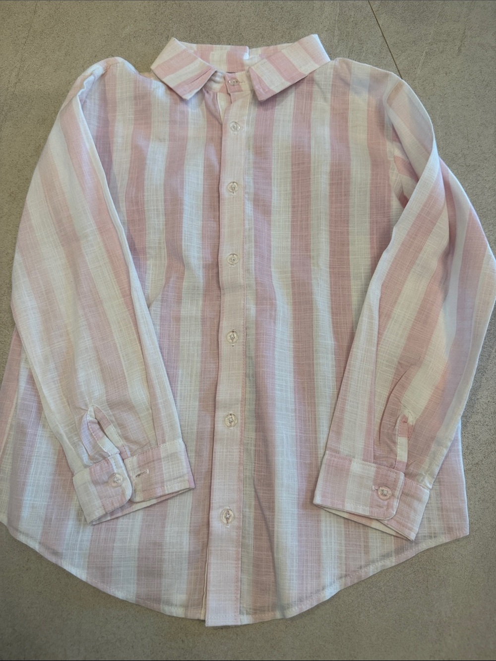 Light Pink & White Striped Men’s Button-Up Shirt